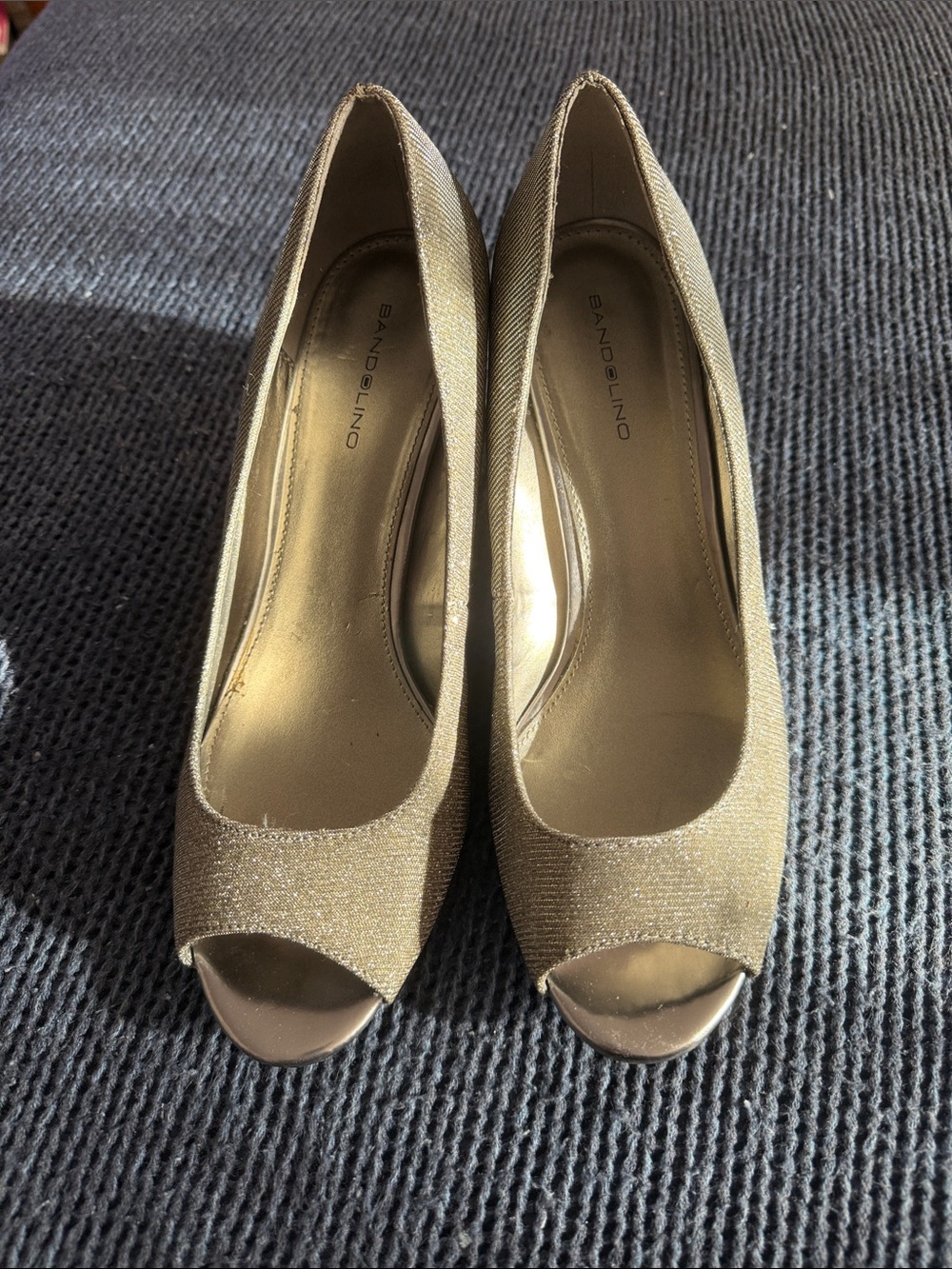 Bandolino Metallic Gold Peep Toe Heels
